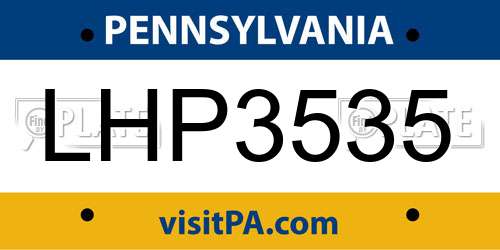LHP3535 Pennsylvania License Plate