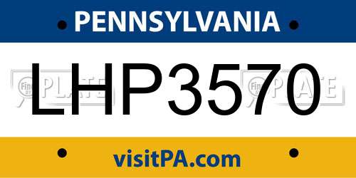 LHP3570 Pennsylvania License Plate