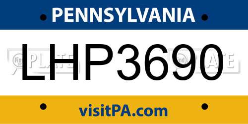 LHP3690 Pennsylvania License Plate