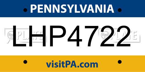 LHP4722 Pennsylvania License Plate