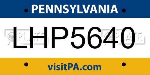 LHP5640 Pennsylvania License Plate