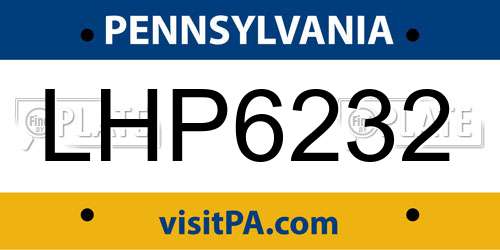 LHP6232 Pennsylvania License Plate