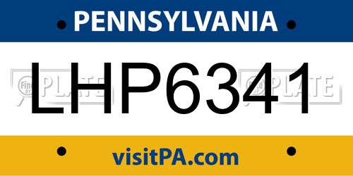 LHP6341 Pennsylvania License Plate