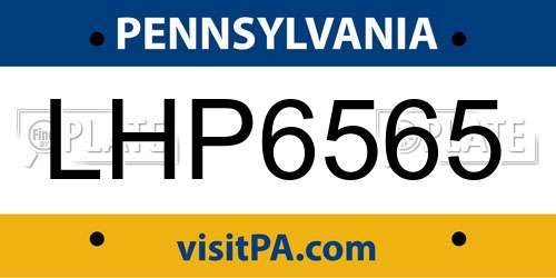 LHP6565 Pennsylvania License Plate