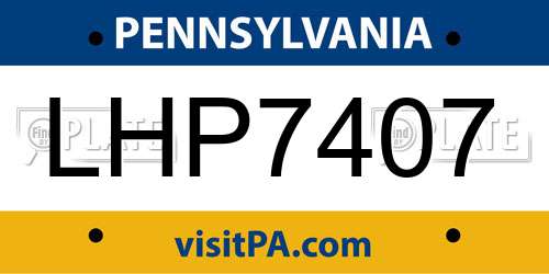 LHP7407 Pennsylvania License Plate
