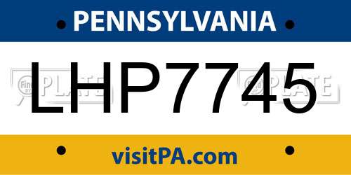 LHP7745 Pennsylvania License Plate