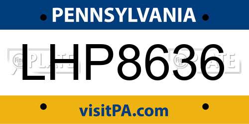 LHP8636 Pennsylvania License Plate