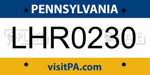 LHR0230 Pennsylvania License Plate