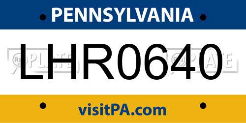 LHR0640 Pennsylvania License Plate