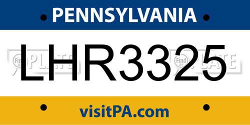 LHR3325 Pennsylvania License Plate
