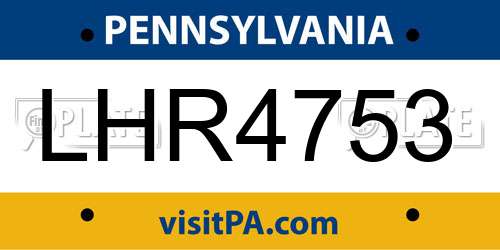 LHR4753 Pennsylvania License Plate