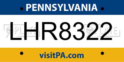 LHR8322 Pennsylvania License Plate