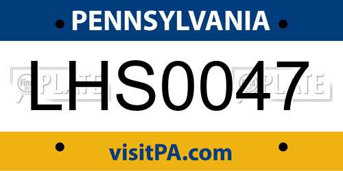 LHS0047 Pennsylvania License Plate