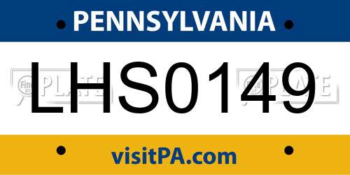 LHS0149 Pennsylvania License Plate
