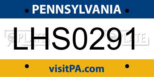 LHS0291 Pennsylvania License Plate