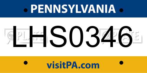 LHS0346 Pennsylvania License Plate