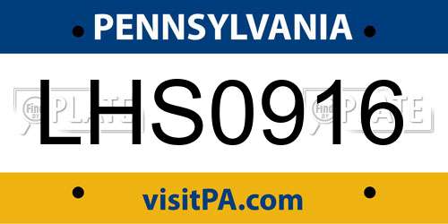 LHS0916 Pennsylvania License Plate