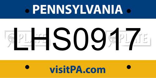 LHS0917 Pennsylvania License Plate