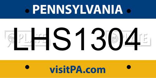 LHS1304 Pennsylvania License Plate