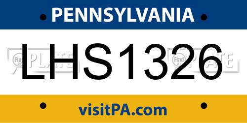 LHS1326 Pennsylvania License Plate