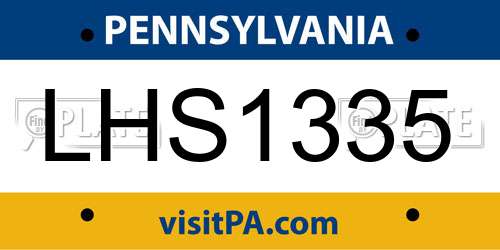 LHS1335 Pennsylvania License Plate