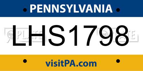 LHS1798 Pennsylvania License Plate