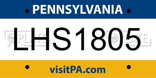 LHS1805 Pennsylvania License Plate