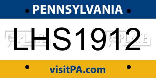 LHS1912 Pennsylvania License Plate