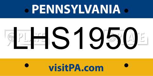 LHS1950 Pennsylvania License Plate