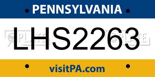 LHS2263 Pennsylvania License Plate