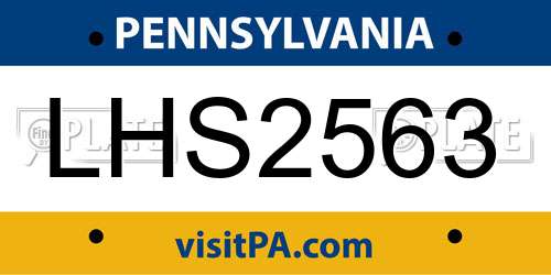 LHS2563 Pennsylvania License Plate