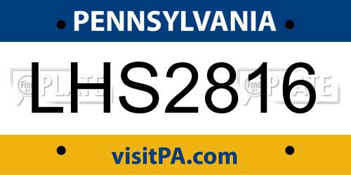 LHS2816 Pennsylvania License Plate