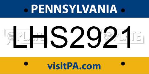 LHS2921 Pennsylvania License Plate