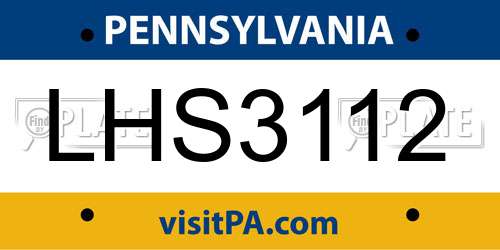 LHS3112 Pennsylvania License Plate