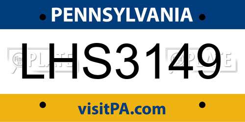 LHS3149 Pennsylvania License Plate