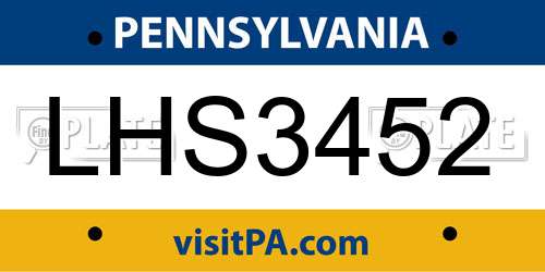 LHS3452 Pennsylvania License Plate