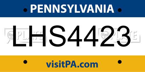LHS4423 Pennsylvania License Plate