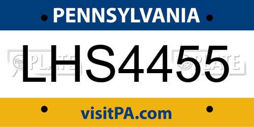 LHS4455 Pennsylvania License Plate