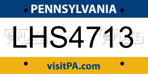 LHS4713 Pennsylvania License Plate