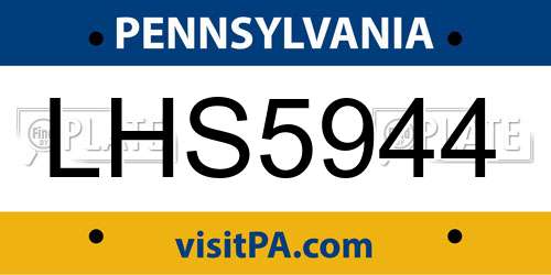 LHS5944 Pennsylvania License Plate