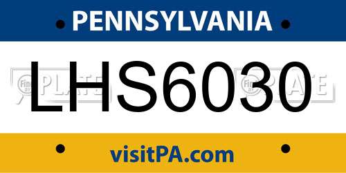 LHS6030 Pennsylvania License Plate