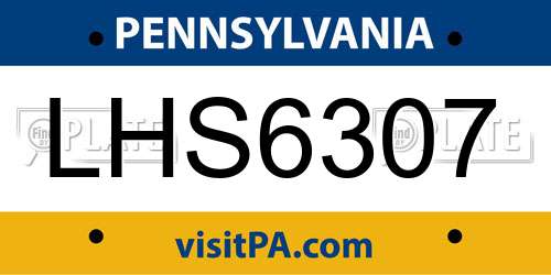 LHS6307 Pennsylvania License Plate