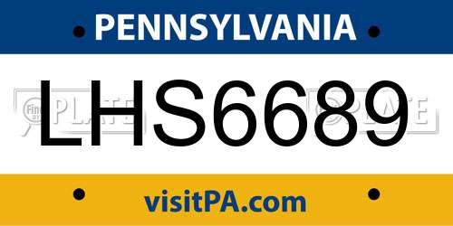 LHS6689 Pennsylvania License Plate