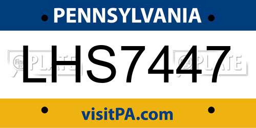 LHS7447 Pennsylvania License Plate