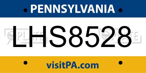 LHS8528 Pennsylvania License Plate