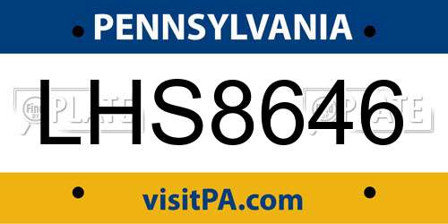 LHS8646 Pennsylvania License Plate
