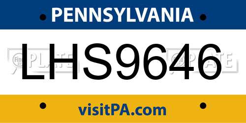 LHS9646 Pennsylvania License Plate