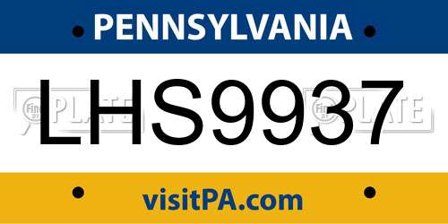 LHS9937 Pennsylvania License Plate