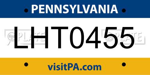 LHT0455 Pennsylvania License Plate