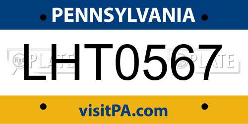 LHT0567 Pennsylvania License Plate
